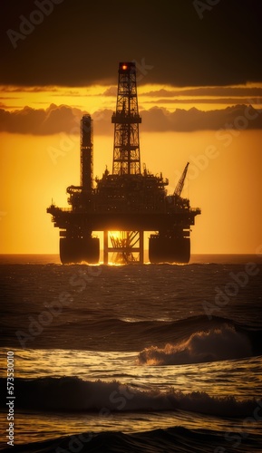 Oil rig and platform in the sunset made with generative ai © alesta
