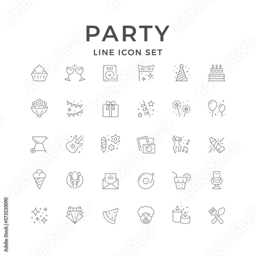Set line icons of party