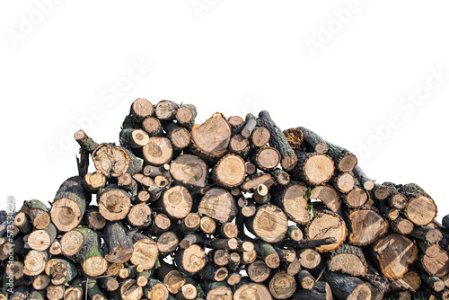 Firewood on a white isolated background  Sliced into a frame. PNG format