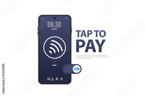 Contactless wireless pay sign 3D logo. NFC technology illustration.