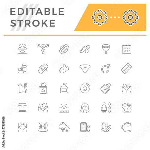Set line icons of menstruation