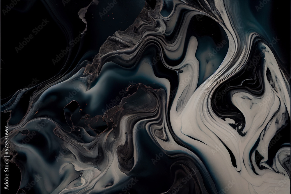Obraz premium Abstract black watercolor marble background. Generative AI