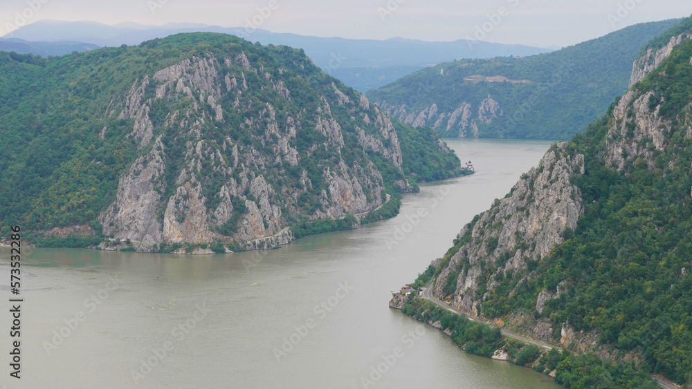 Danube river defile at the entrance in Romania