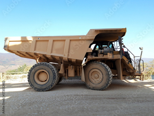 Big industrial mining quarry dumper truck