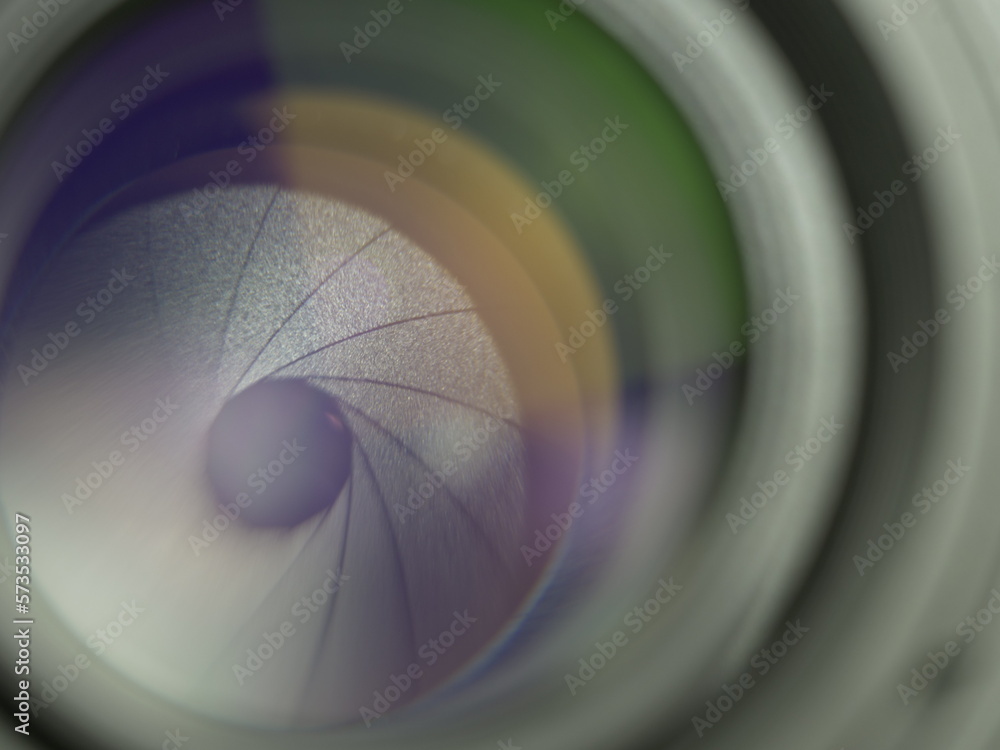 Close-up macro detail of video camera lens iris Close-up macro detail of video camera lens iris