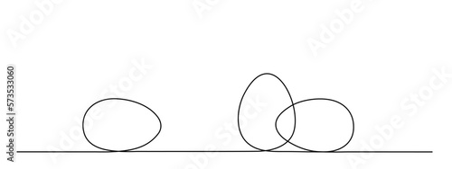 Easter eggs one line art, hand drawn continuous contour.Christian holiday design, festive decoration. Editable stroke. Isolated. Vector illustration
