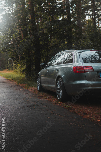 car driving on the road in the forest © Einrs