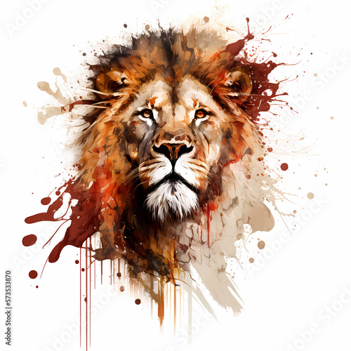 Oil Painting Splatter Lion Head Illustration