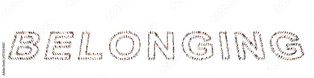 Concept or conceptual large community of people forming the word