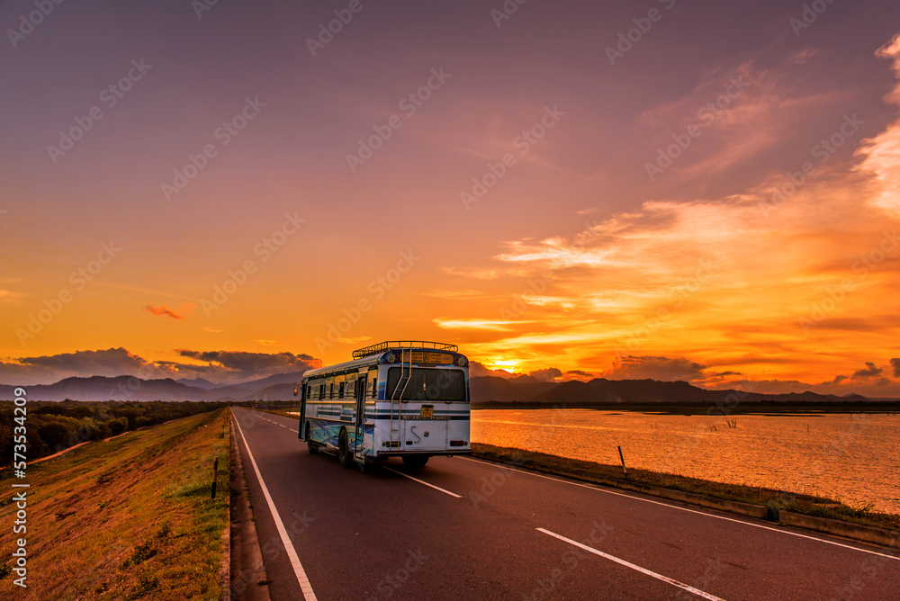 A sunset on Udawalawe Dam, Sri Lanka