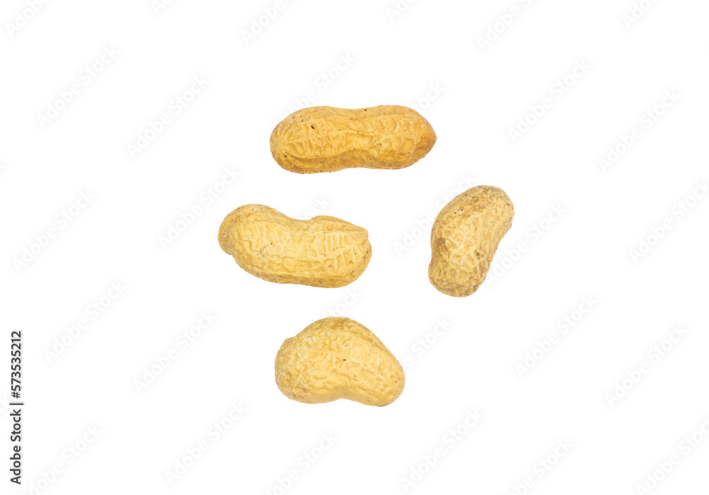 Peanuts isolated on a white background. Top view, flat lay. Peanuts isolated on a white background. Top view, flat lay.