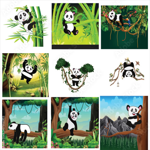 Panda Hanging Vector  Illustration Design photo