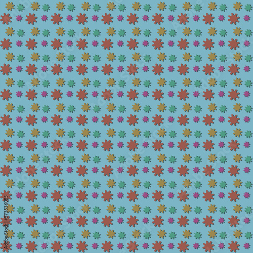 Seamless pattern with colorful flowers on blue background. Vector illustration.