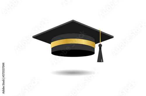 Mortarboard icon. 3D gold academic graduation hat icon vector illustration isolated