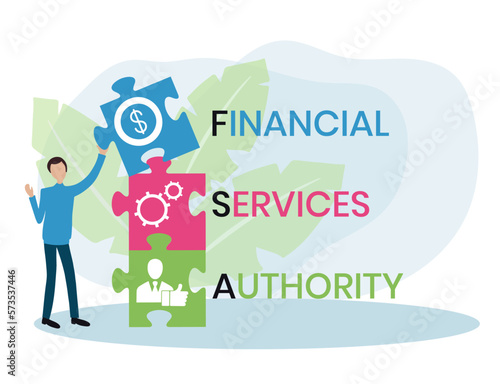 FSA - Financial Services Authority acronym, business concept. Vector infographic illustration for presentations, sites, reports, banners