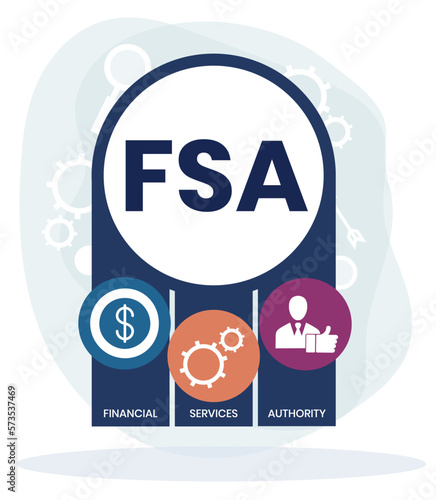 FSA - Financial Services Authority acronym, business concept. Vector infographic illustration for presentations, sites, reports, banners