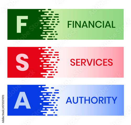 FSA - Financial Services Authority acronym, business concept. Vector infographic illustration for presentations, sites, reports, banners