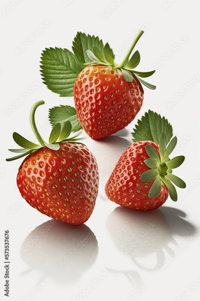 Strawberries on white background. Healthy food concept generative ai Strawberries on white background. Healthy food concept generative ai