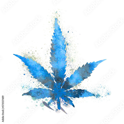 Watercolor Abstract weed leaf, Colorful cannabis Illustration, marijuana leaf Drawing, pot, ganja, Cannabis, weed, marijuana
