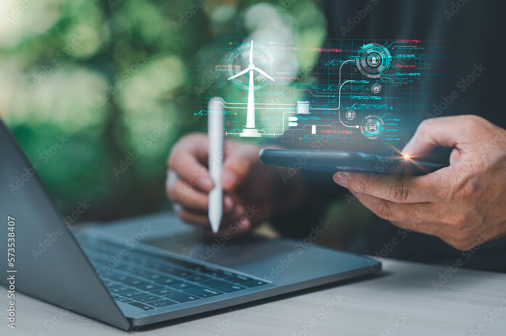 Foto de saving energy, save global environment. reduce global warming