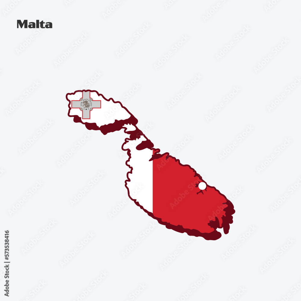 Malta Country Flag Map Infographic Stock Vector Adobe Stock
