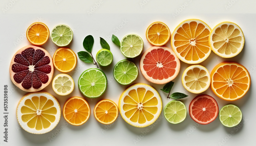 Top View citrus fruit background, generative ai Top View citrus fruit background, generative ai