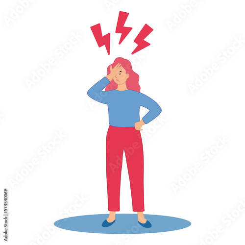 Anxiety or panic attack. Depressed nervous person. Sad young woman with lowered head having panic disorder. Psychology, solitude, fear or mental health problems concept. Depressed nervous person