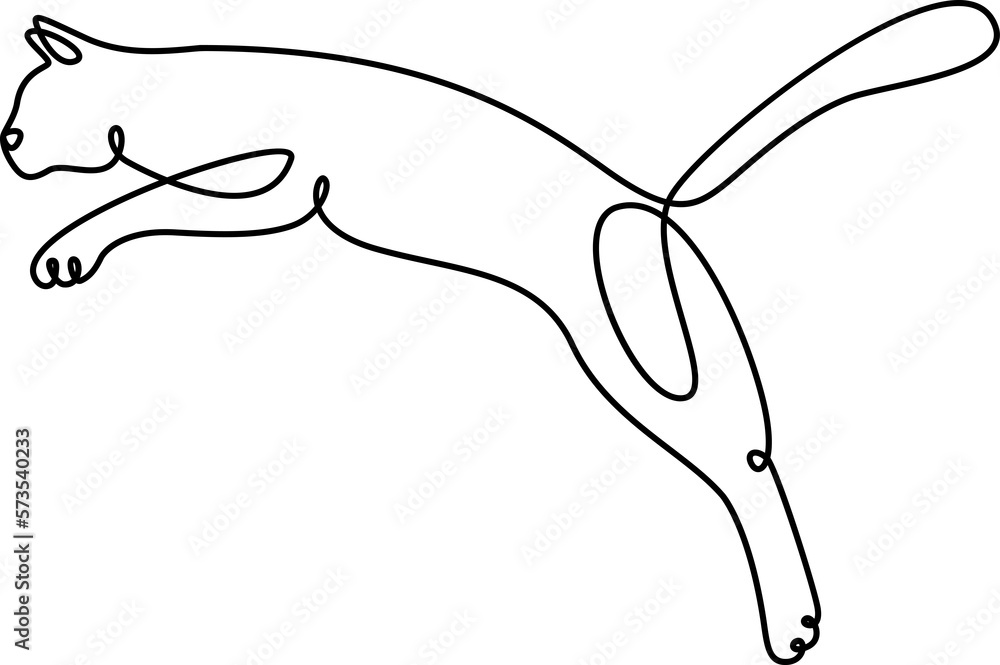 Continuous one line drawing of funny cat is resting on its back. The