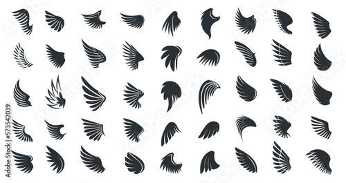 Set of wings icons. Vector illustration.