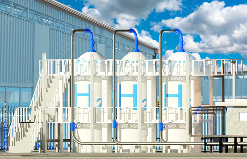 H2 storage. Tanks with hydr...
