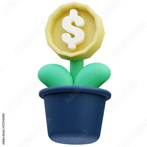 Growing money Business 3D Illustration