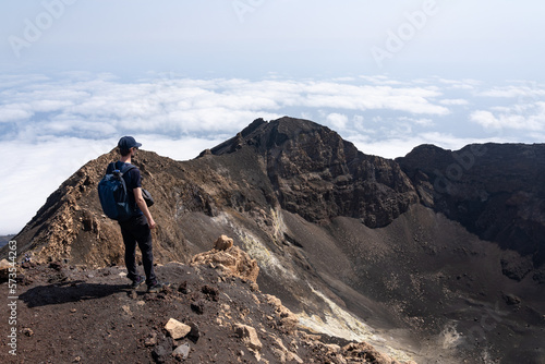 Randonneur sur le volcan Pico do Fogo, Cap Vert