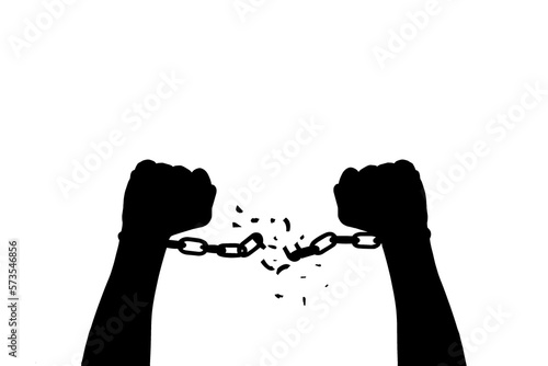Obraz na płótnie silhouette hands and broken chains .Freedom concept