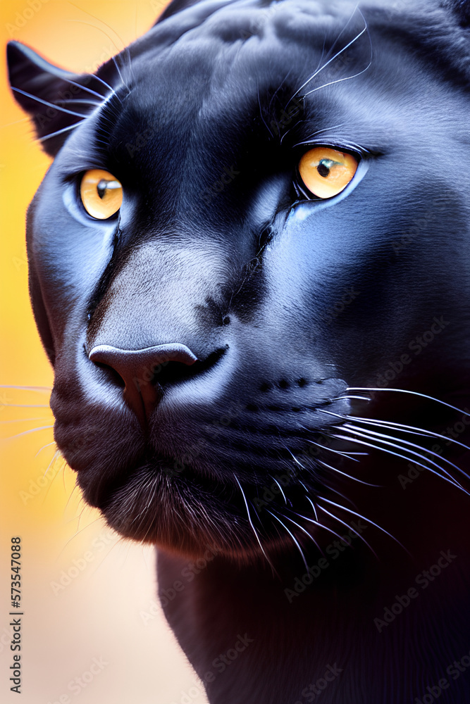 A portrait of a panther with an intense stare. Generative AI