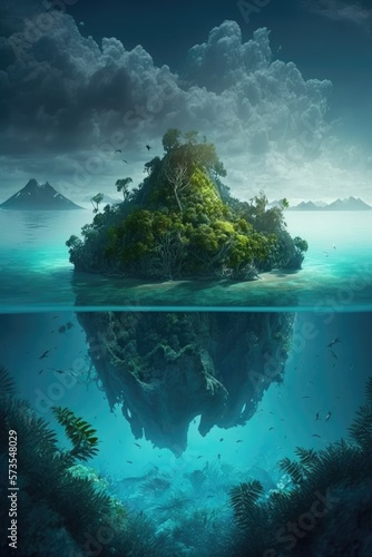 Illustration of a beautiful island formation - Created with Generative ai © Rieth