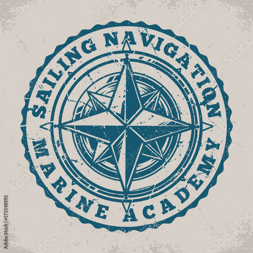 Sailing compass sticker vintage monochrome
