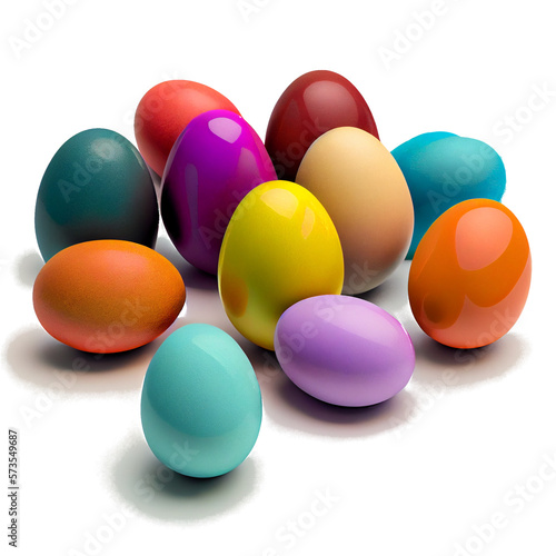 colorful easter eggs on a white background. generative AI