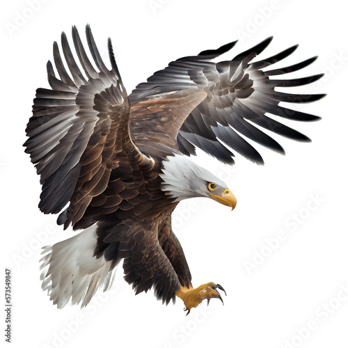 american bald eagle on a white background. generative AI