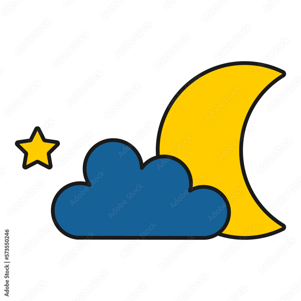 Simple flat illustration of moon and cloud. Vector illustration Simple flat illustration of moon and cloud. Vector illustration