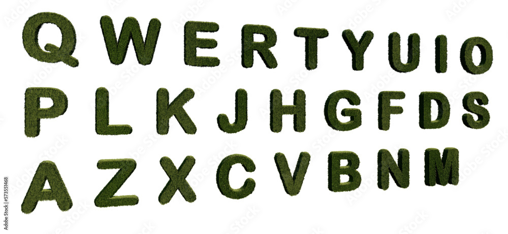 english alphabet from green grass