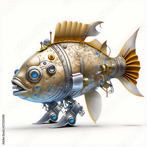 Dynamic robot fish in artistic design photo