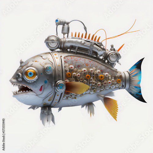 Vibrant robotic fish in creative design photo