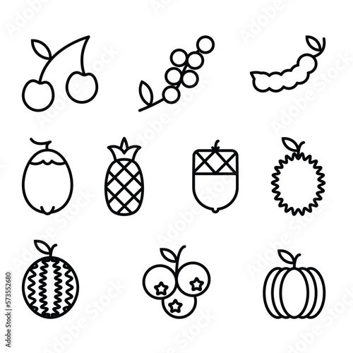 Fruits set vector.
 Suitable for food and drink icon, sign or symbol. photo