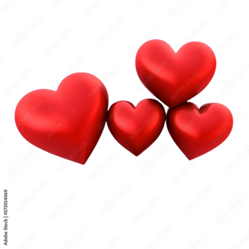 red heart isolated on - red hearts love on transparent background - Hearts Illustration - Generative AI