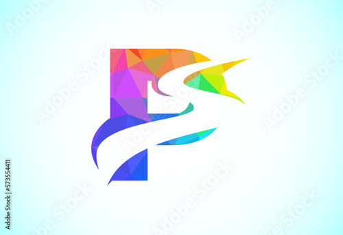 Letter P with backspace S or pathway logo design vector template. Low poly style graphic alphabet symbol