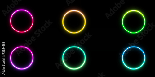 glowing circles neon shape in black background