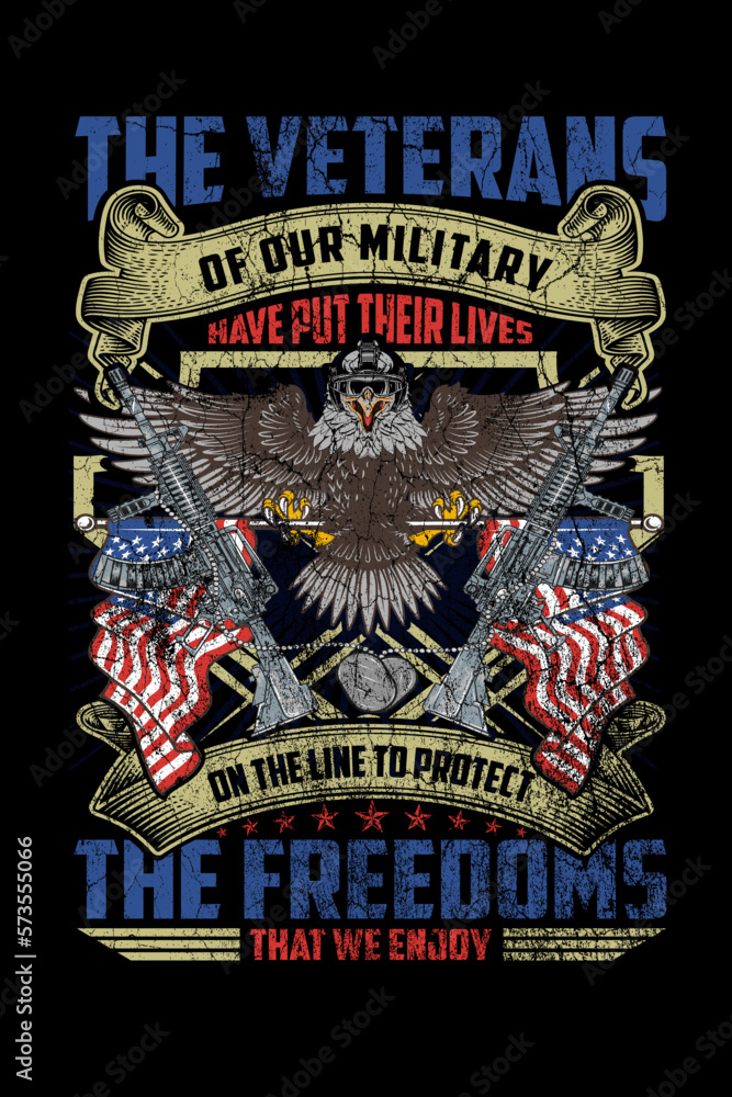 Fototapeta premium US veteran t-shirt design, 