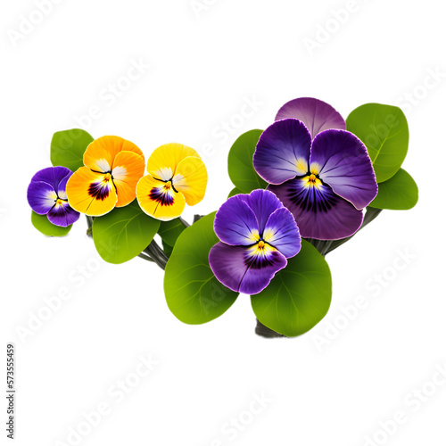 flowers isolated on transparent - Pansies flowers on transparent background - Purple flowers - Generative AI