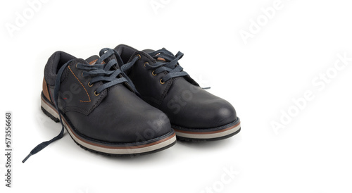 Isolated man shoes with laces on a white