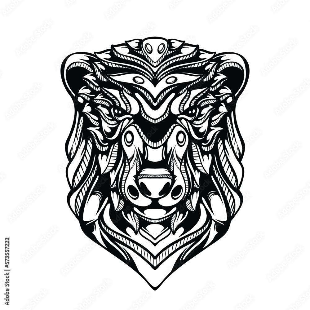Fototapeta premium black and white tribal decorative bear pattern tattoo
